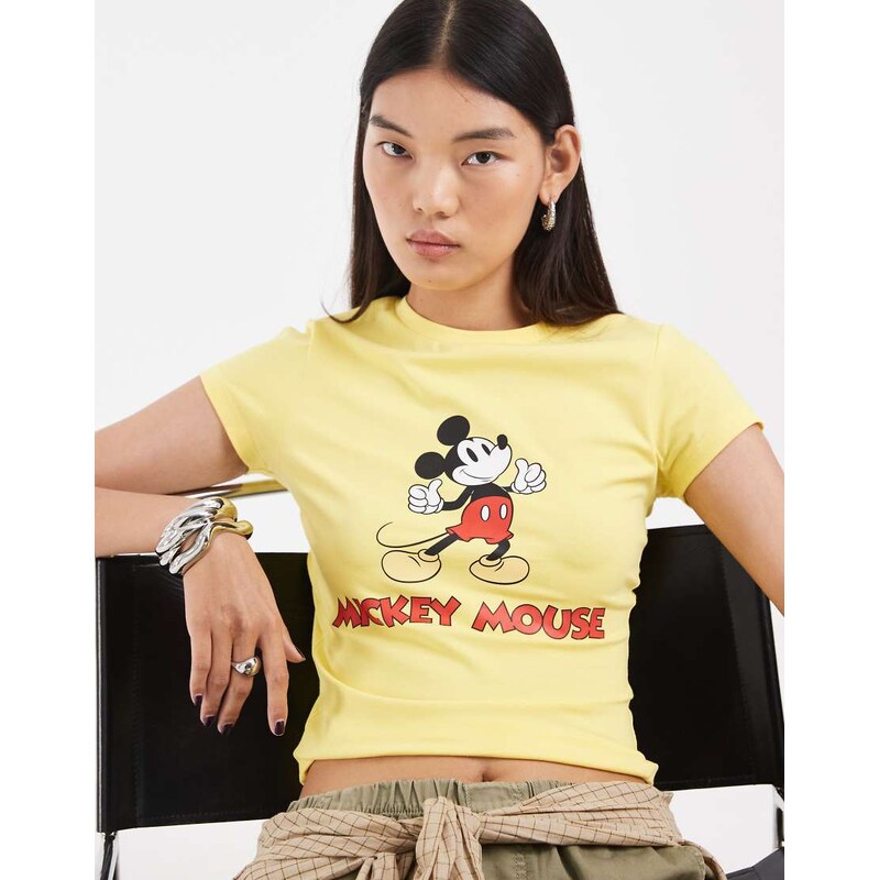 ASOS DESIGN Disney retro Mickey baby tee in yellow