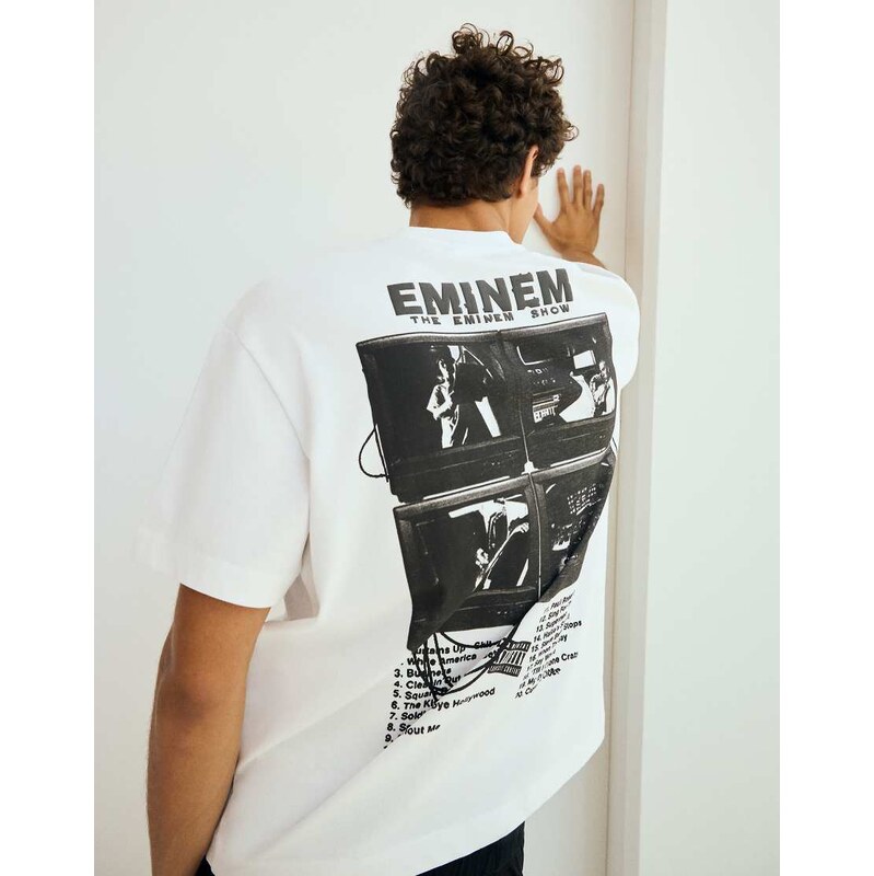 Bershka Eminem relaxed fit print t-shirt in white