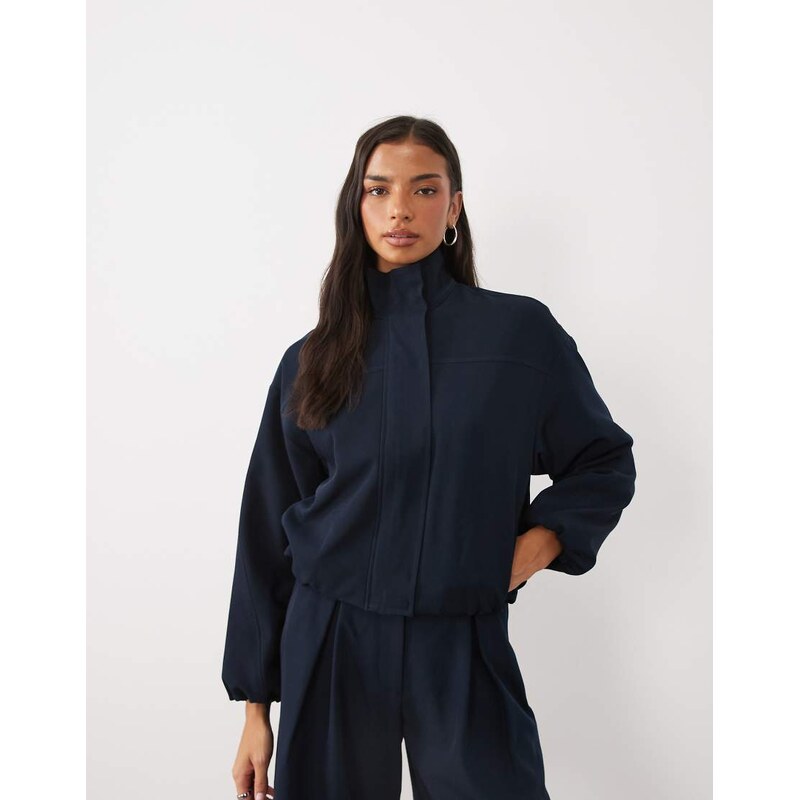 4th & Reckless tailored funnel neck jacket co-ord in navy
