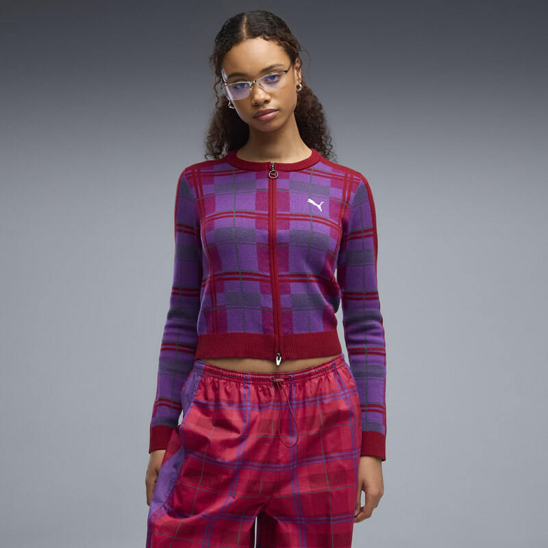 PUMA T7 Tartan Slim Knitted Cardigan Women