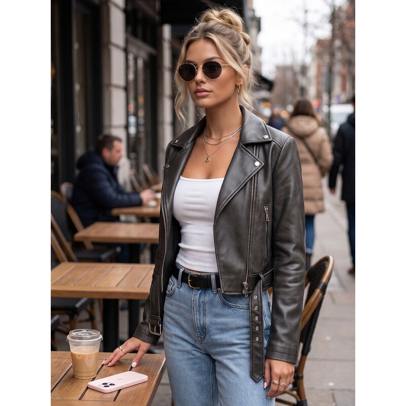 damska z paskiem skórzana czarna model 22305419 - FashionStreet