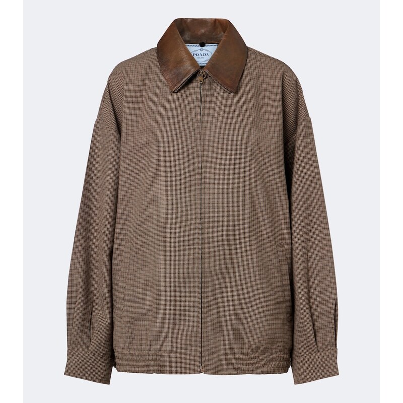 Prada Houndstooth virgin wool blouson jacket