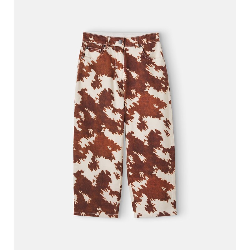 Stella McCartney Kids Cow-print cotton gabardine pants