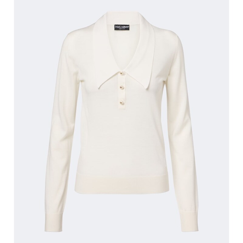 Dolce&Gabbana Embellished cashmere-blend polo sweater
