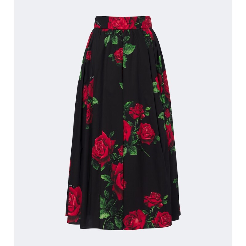 Dolce&Gabbana Floral cotton poplin midi skirt