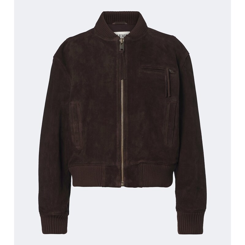 Dámská suede bomber jacket Arma Elysia v odstínu Charcoal Brown