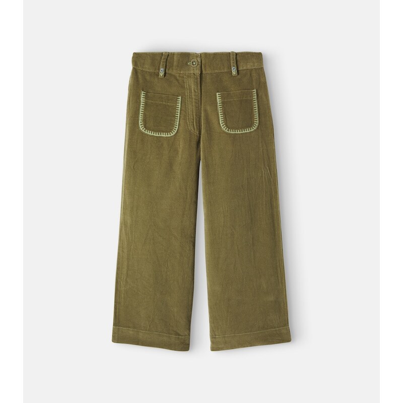 Emile et Ida Embroidered cotton velvet pants
