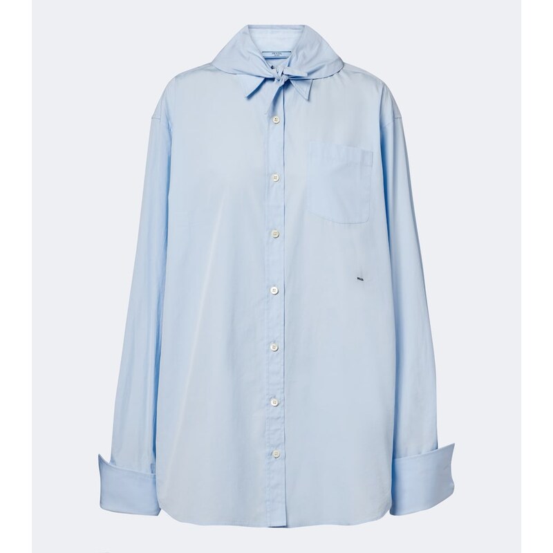 Prada Tie-neck cotton poplin shirt