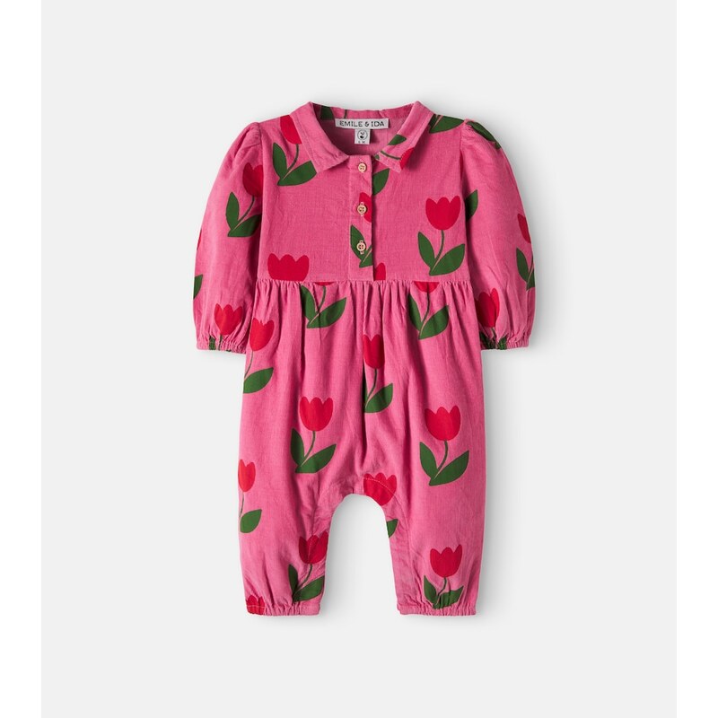 Emile et Ida Baby floral cotton corduroy onesie