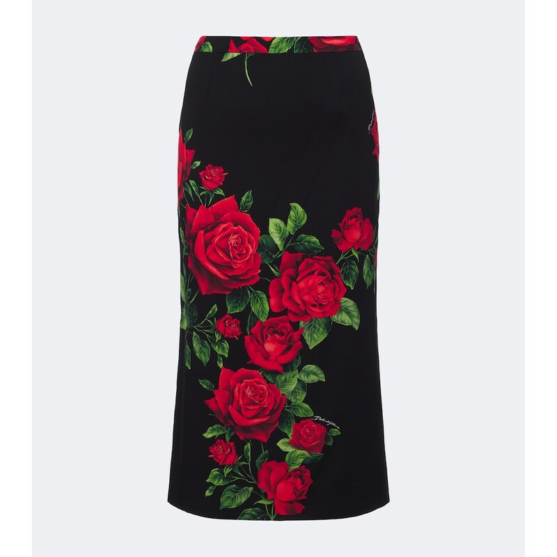 Dolce&Gabbana Floral silk-blend pencil skirt