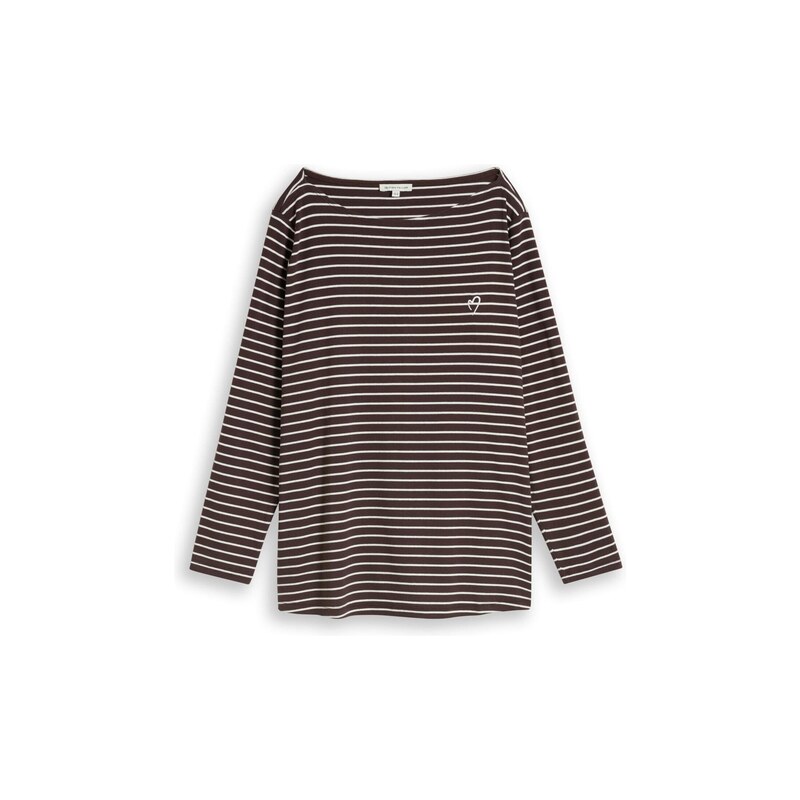 Tom Tailor Women + Tričko tmavě hnědá / bílá