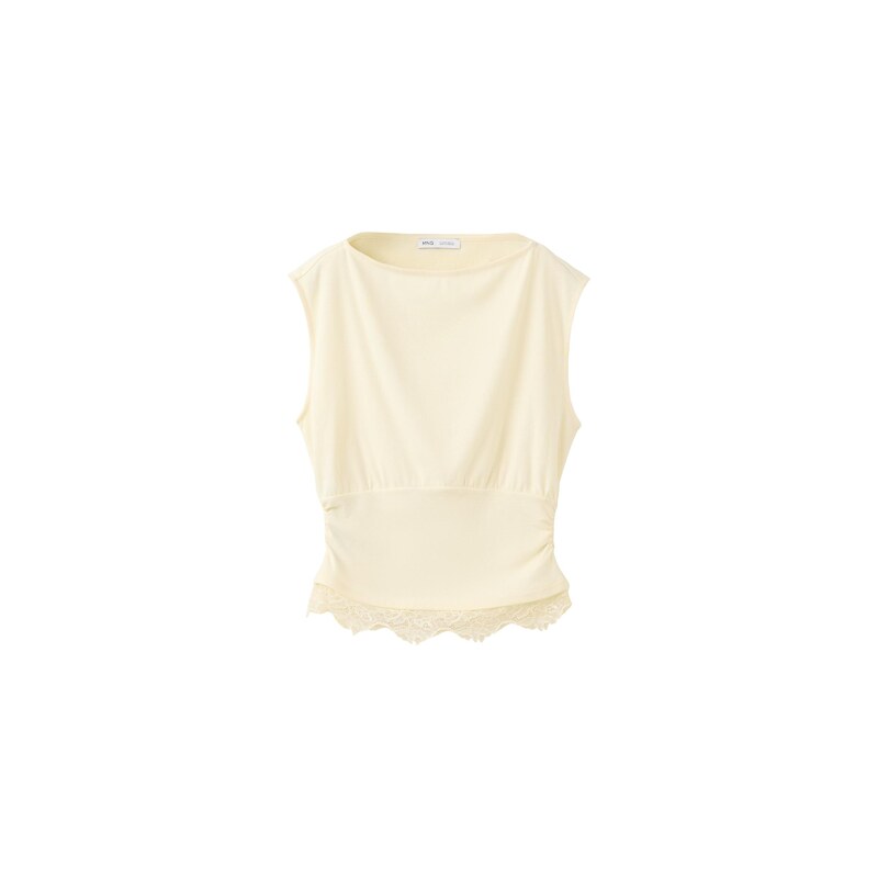 MANGO Top Lacy světle béžová