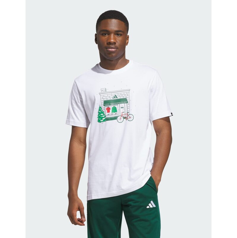 adidas performance Holiday shop graphic t-shirt in white
