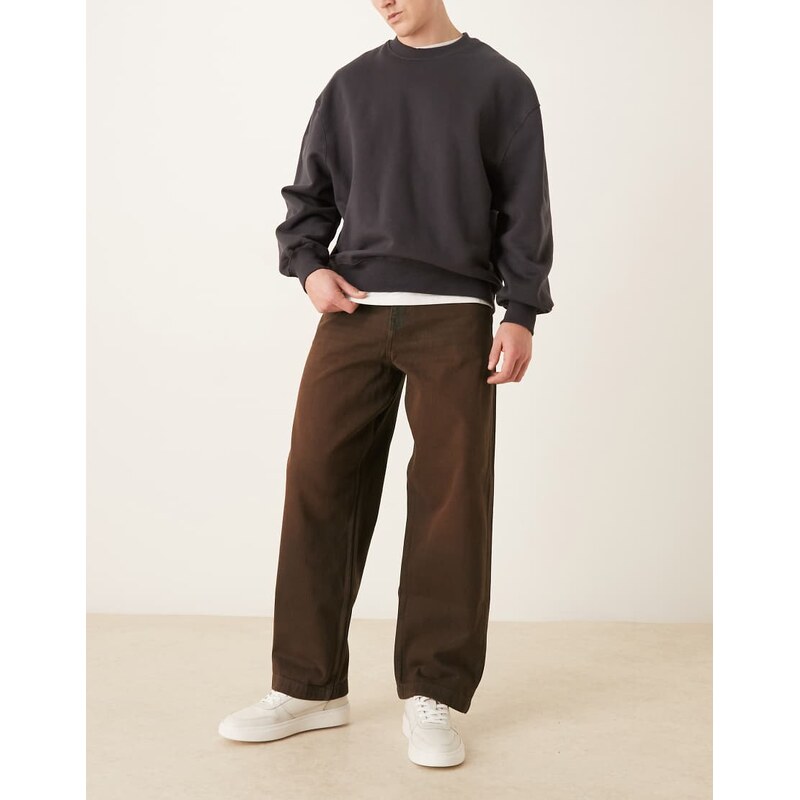 ASOS DESIGN loose straight jeans in washed brown