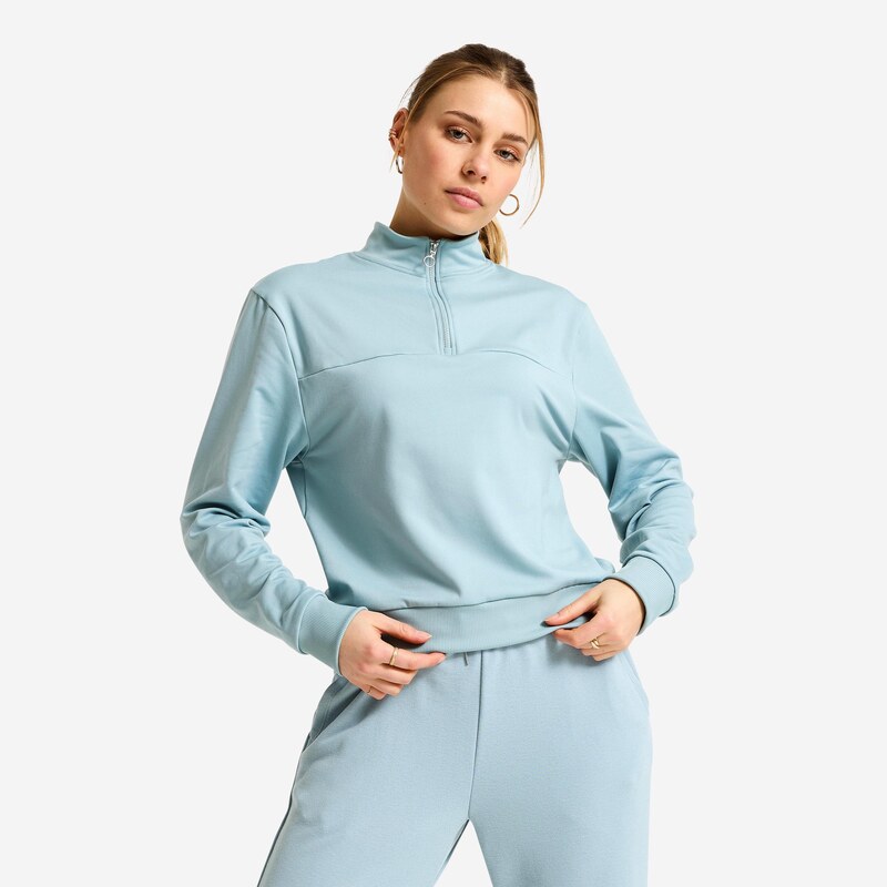 DOMYOS Dámská fitness mikina s dlouhým rukávem se zipem u krku