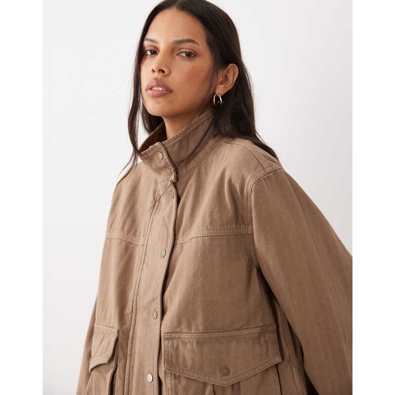 Abercrombie & Fitch oversized denim jacket in washed brown