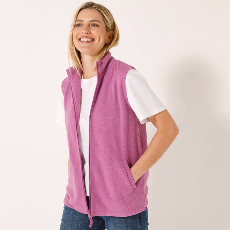 Blancheporte Fleecová vesta na zip purpurová