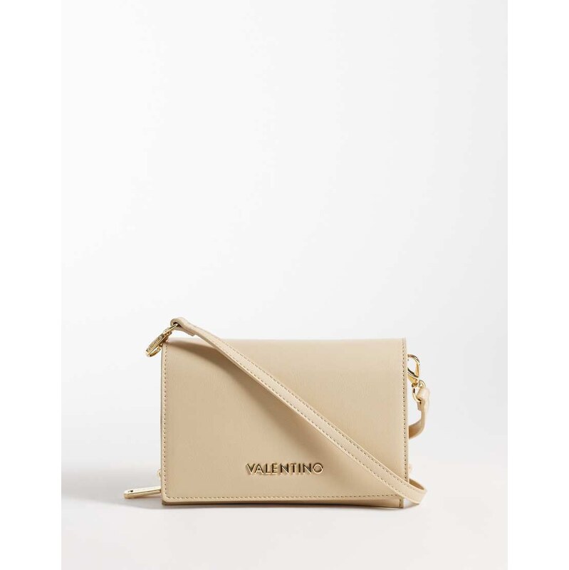 Valentino ember classic flap over cross body bag in cream-White