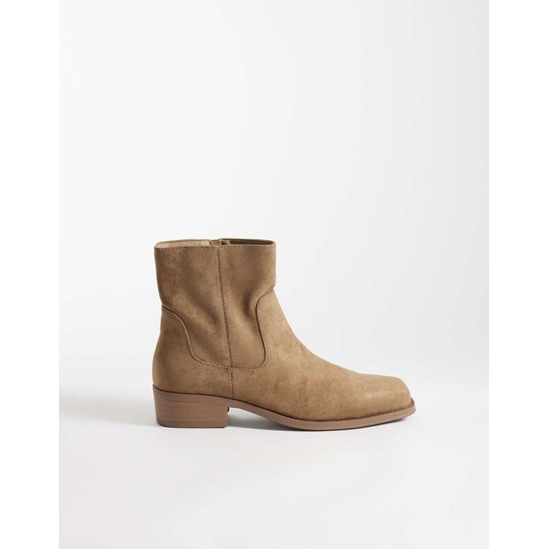 SEQWL Morty faux suede square toe western boots in sand-Neutral