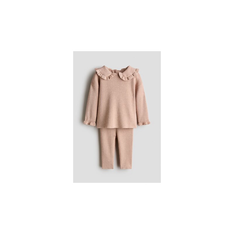 H&M - Dvoudílná souprava z žebrovaně pletené bavlny - Tlumená