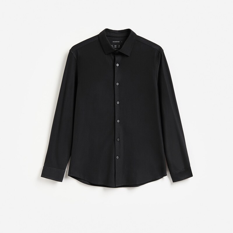 Reserved - Jednobarevná košile slim fit - černý