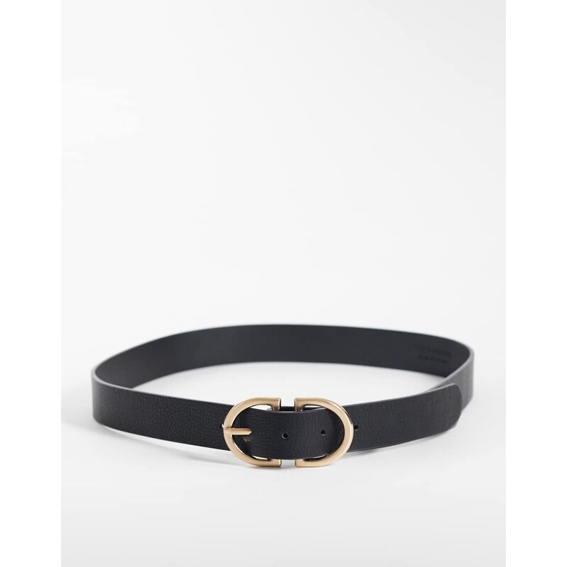 Vero Moda coated belt with brushed gold hardware in black