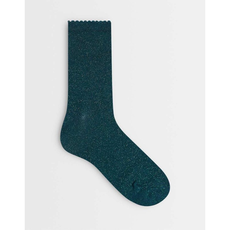 Pieces glitter socks in dark green