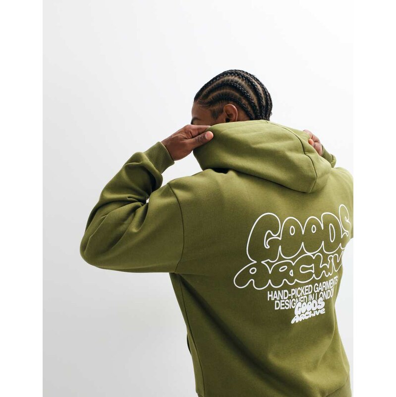 ASOS DESIGN oversized boxy hoodie with back print in green