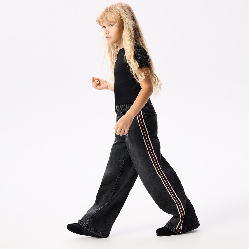 Reserved - Džíny super wide leg - šedá