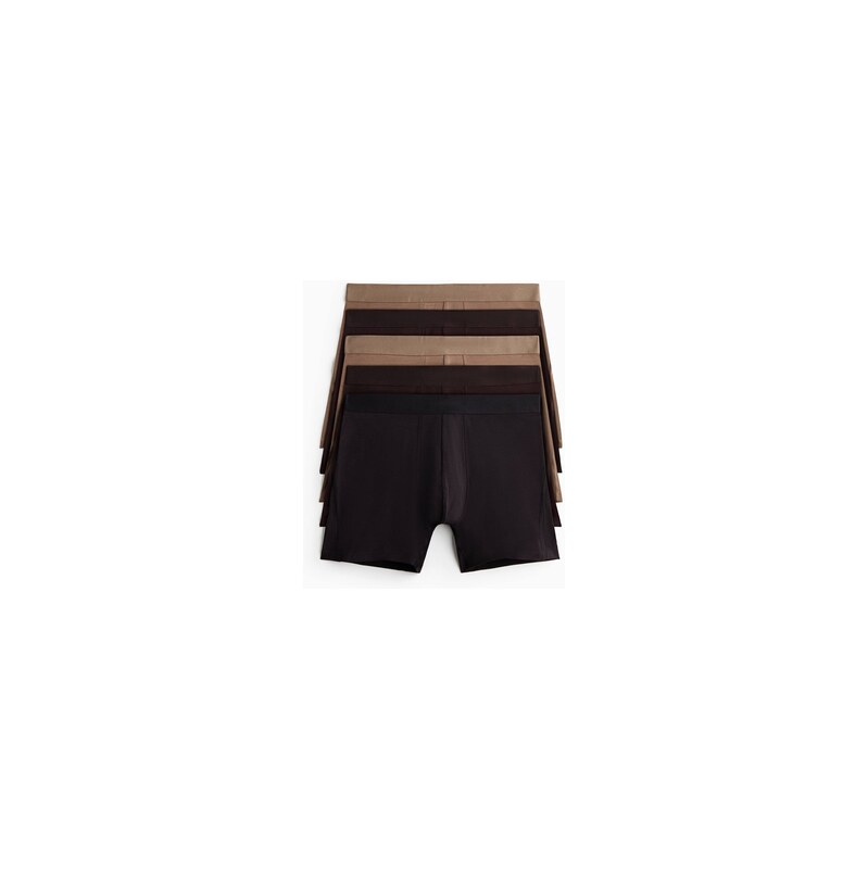 H&M - Středně dlouhé trenýrkys Lycrou 5 kusů - Tmavě Hnědá/Hnědá