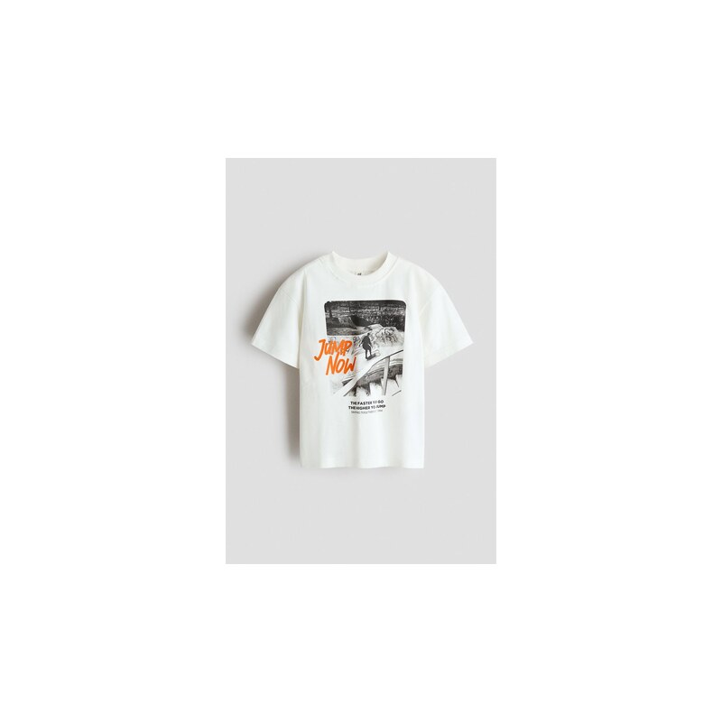 H&M - Bavlněné tričkos potiskem - Bílá/Skateboard
