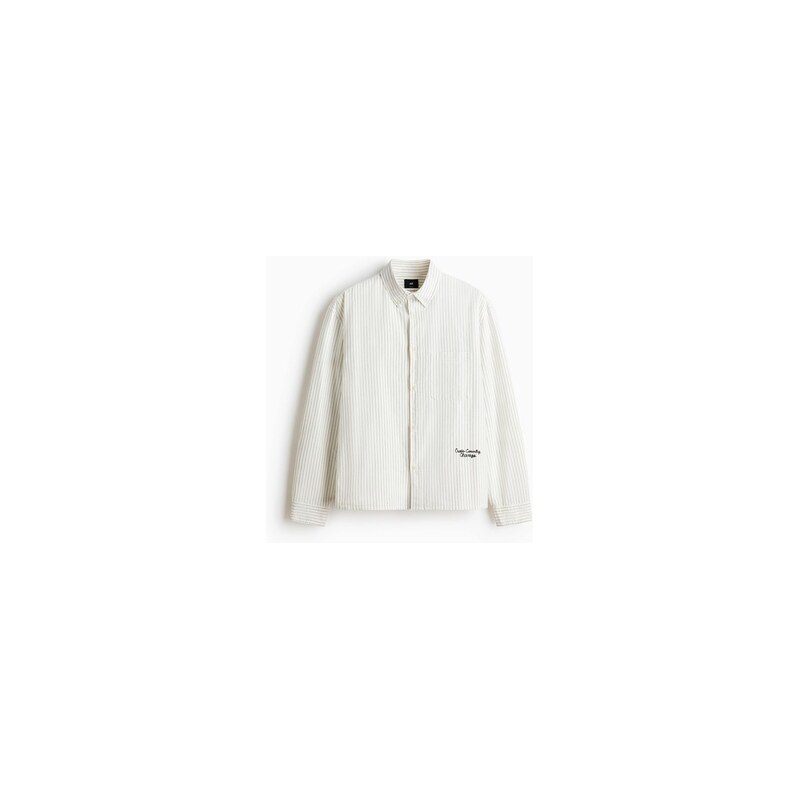 H&M - Oxfordská košile Relaxed Fit - Tmavomodrá/Bílý Proužek