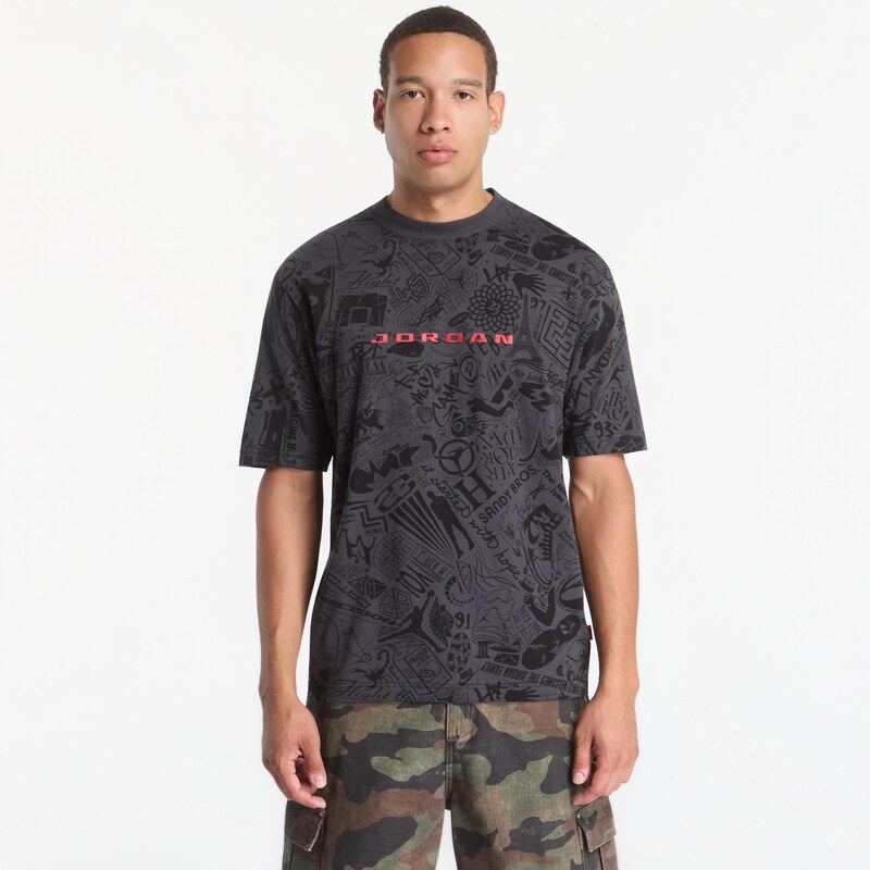 Tričko Jordan Brooklyn Mens T-Shirt Black/ University Red L