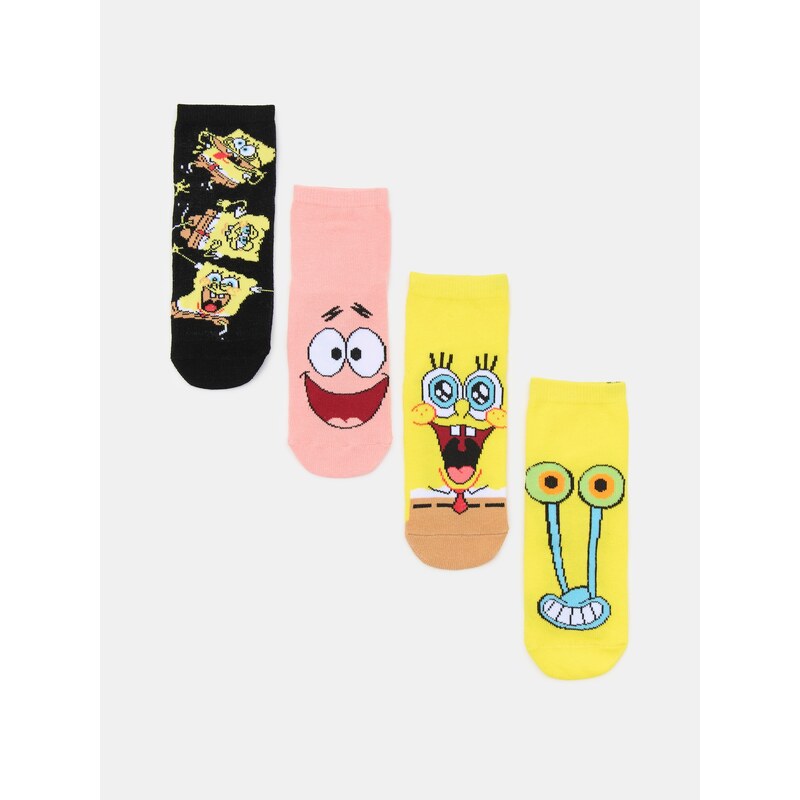 Sinsay - Bavlněné ponožky 4-pack SpongeBob - vícebarevná