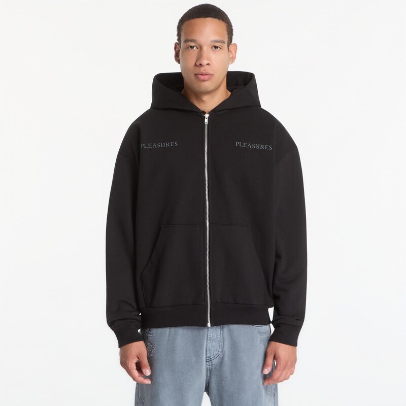 Mikina PLEASURES Spine Zip-Hoodie Black XL