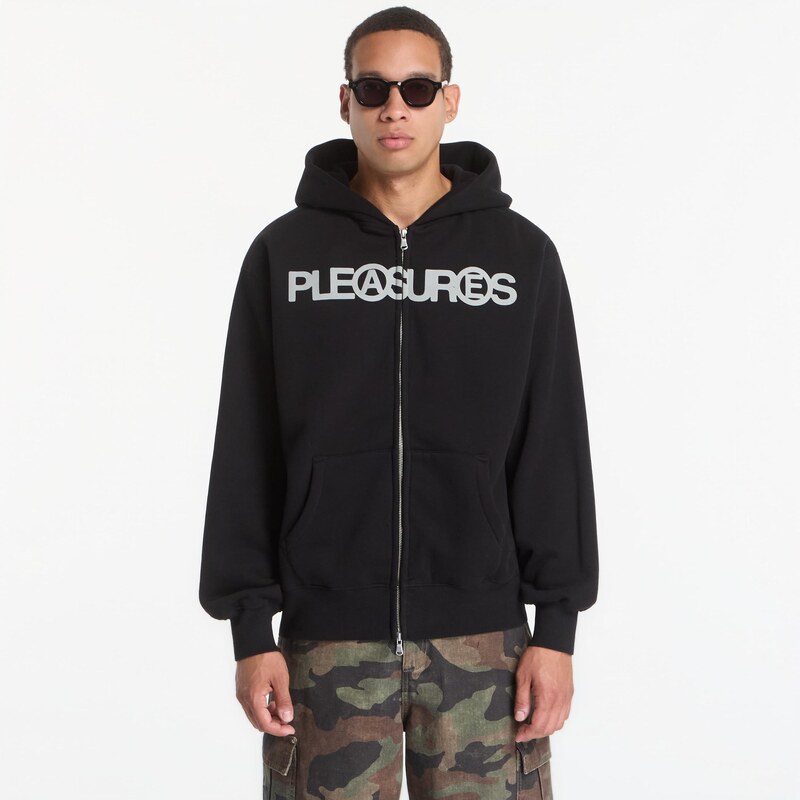 Mikina PLEASURES Zine Zip Hoodie Black S