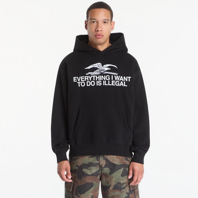 Mikina PLEASURES Illegal Hoodie Black XXL