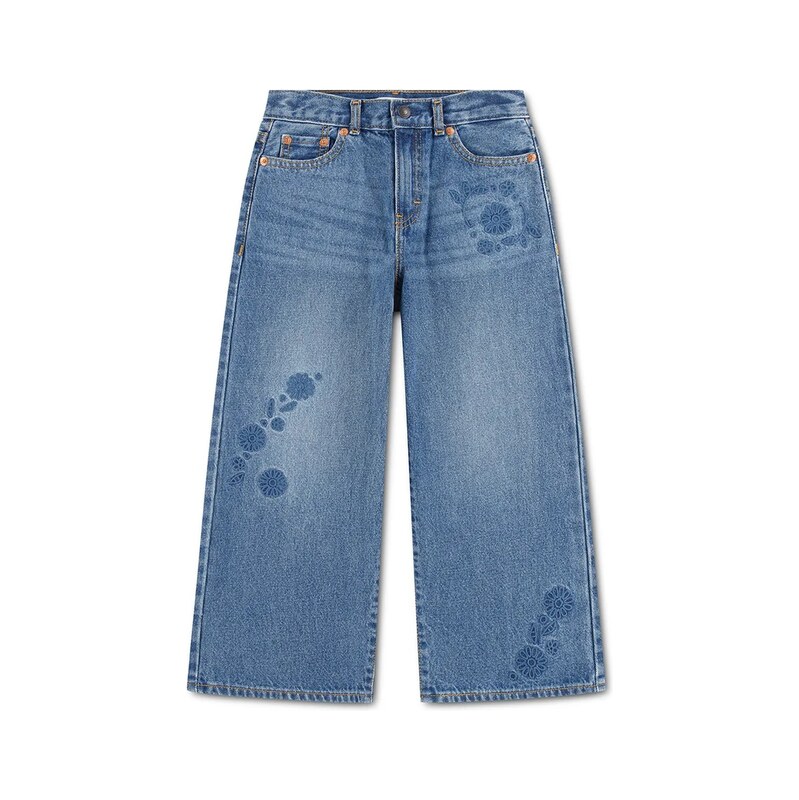 Levis wide leg džíny dětské EMBROIDERED HIGH RISE BAGG