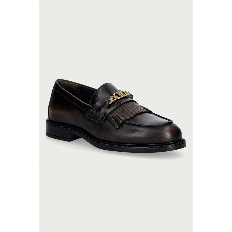 Tommy Hilfiger mokasíny dámské kožené TH CHAIN FRINGE LEATHER