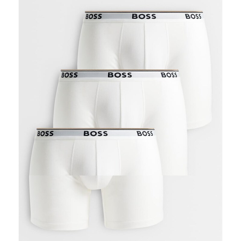 Boss Bodywear 3 pack Power logo waistband boxer briefs in white