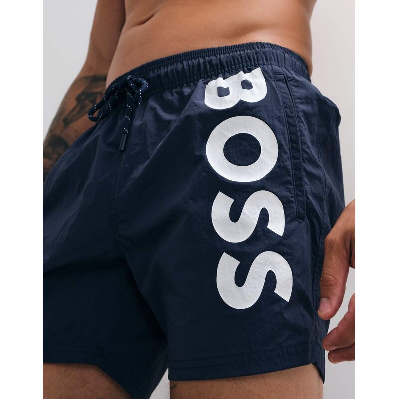 BOSS Bodywear Boss Octopus logo swim shorts in navy