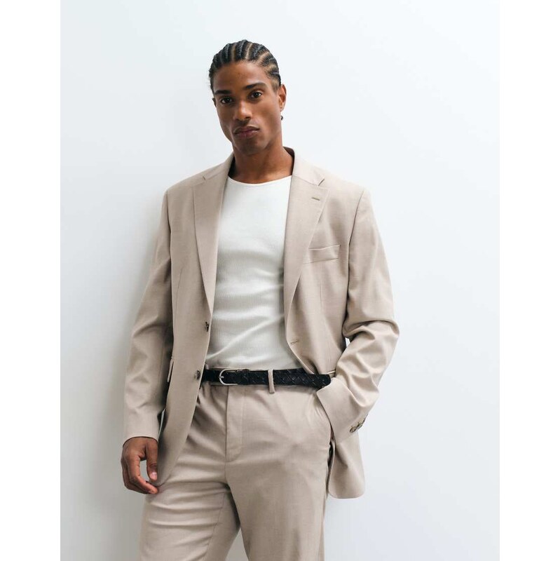 Mango Milan slim fit suit blazer co-ord ecru-Neutral
