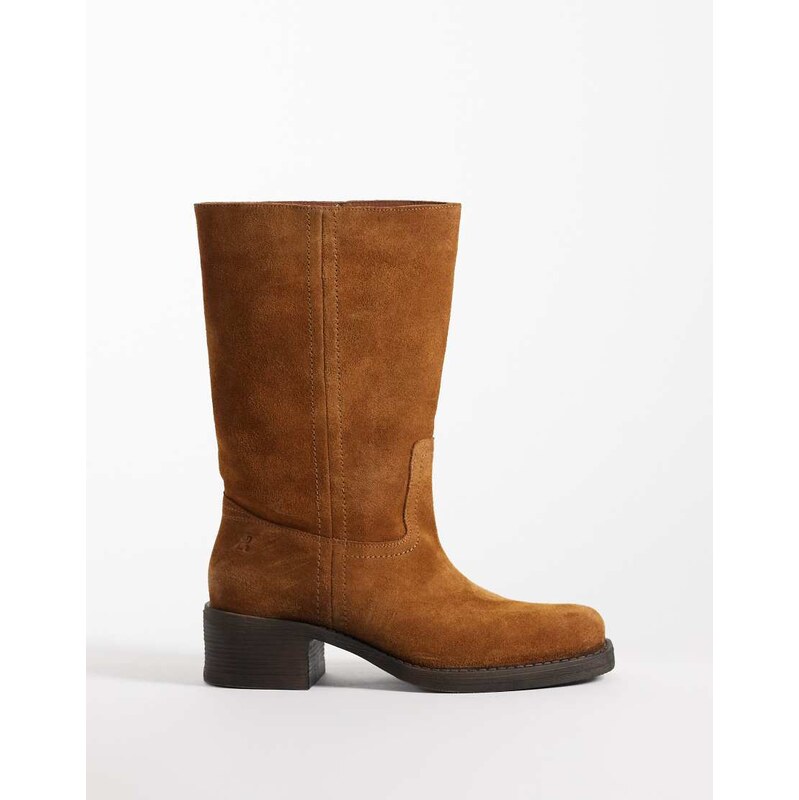 Bronx Ky-ley slouchy knee boots in caramel oily suede-Brown