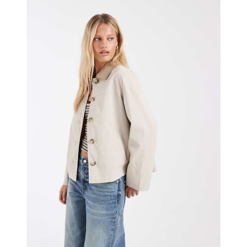 Vero Moda barn jacket with contrast collar detail in oatmeal
