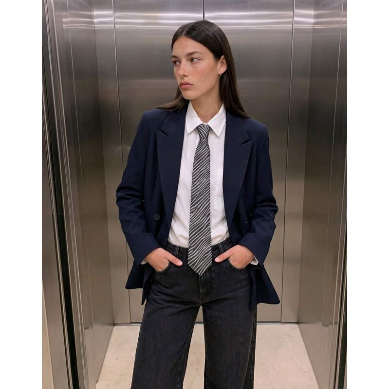 Vero Moda double breasted tailored blazer co-ord in navy