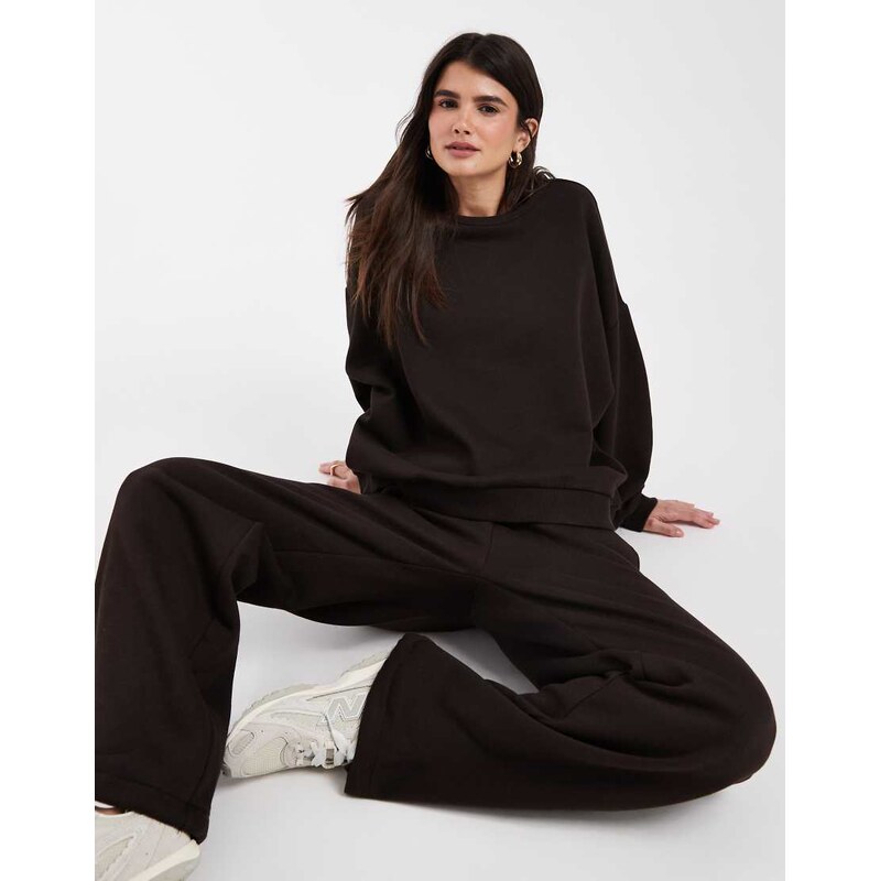 Vero Moda oversized crewneck sweatshirt co-ord in chocolate