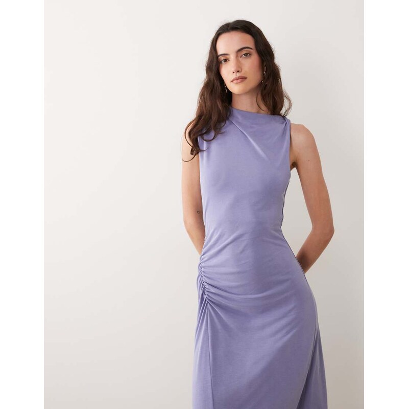 ASOS DESIGN Asym slash modal midi dress in blue