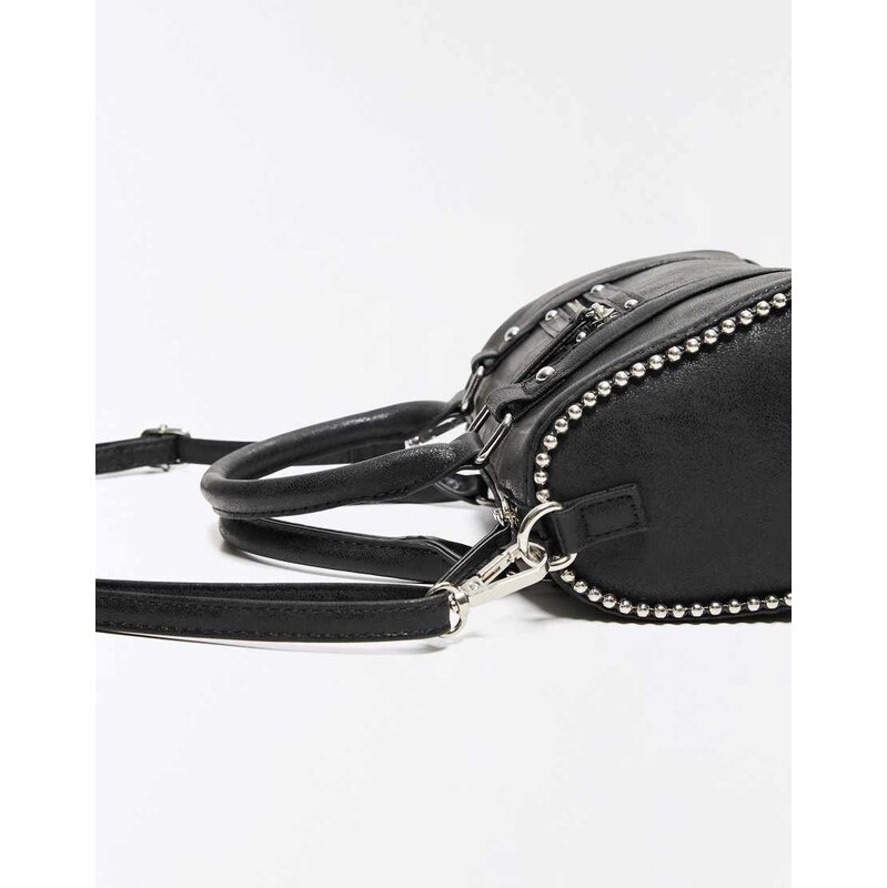 Bershka Faux suede bowling bag in black