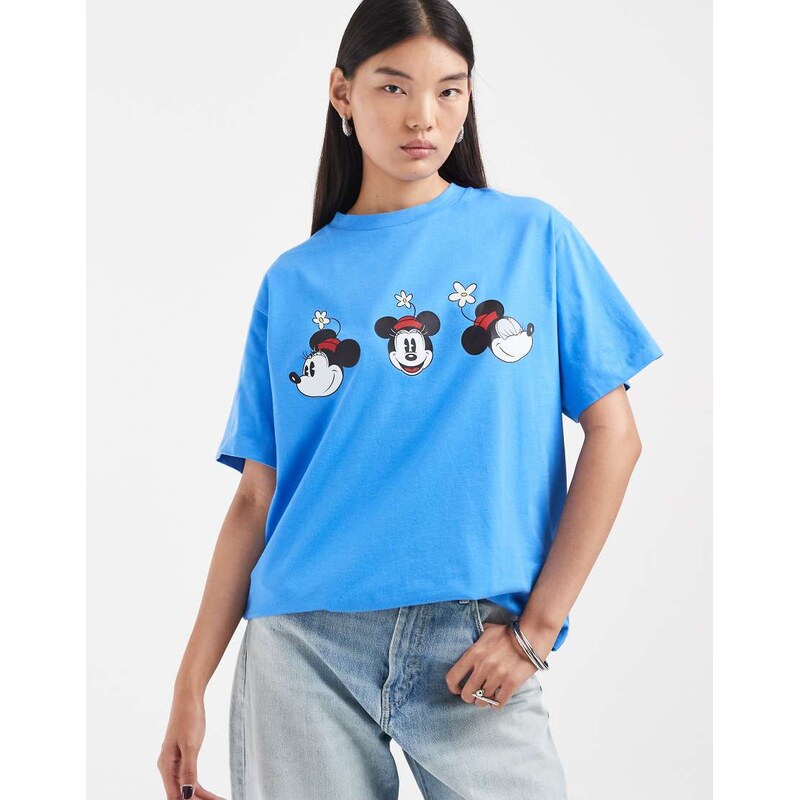 ASOS DESIGN Disney oversized t-shirt with Minnie print in aqua