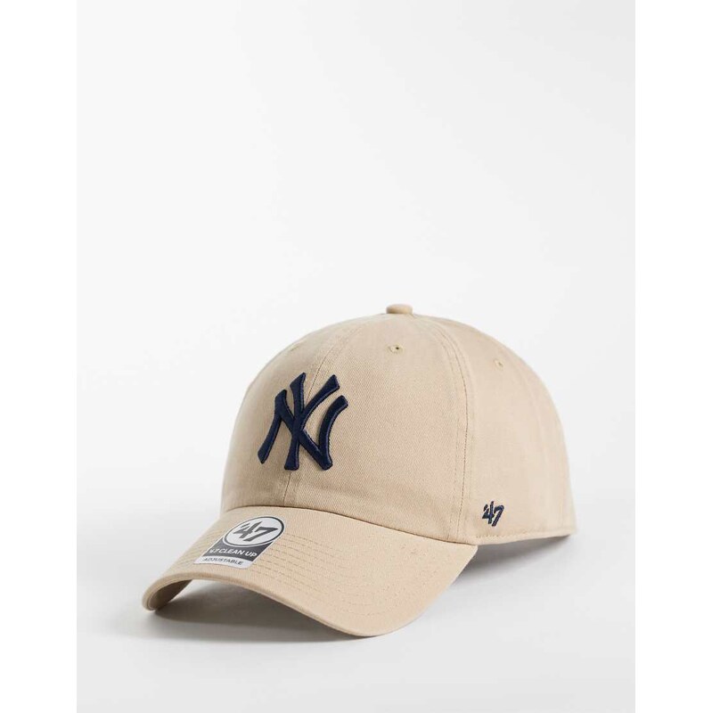 47 Brand NY Yankees contrast logo clean up cap in beige/navy